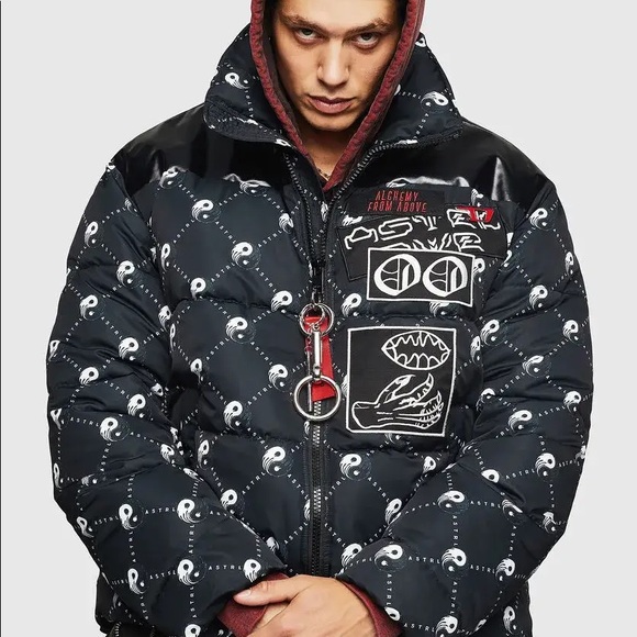 Diesel Jackets \u0026 Coats | Diesel W Piatig Peace Yin Yang Puffer Jacket New | Color: Black/White | Size: S | Saff3's Closet